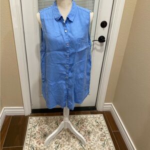 Sigrid Olsen Light Blue Sleeveless Button-Down Shirt